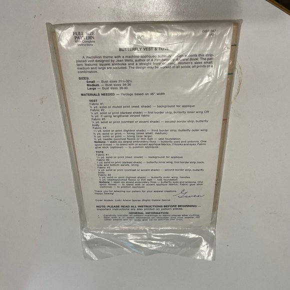 1982 new vintage gingham goose pattern butterfly vest and tote bag Full Size - Picture 3 of 6